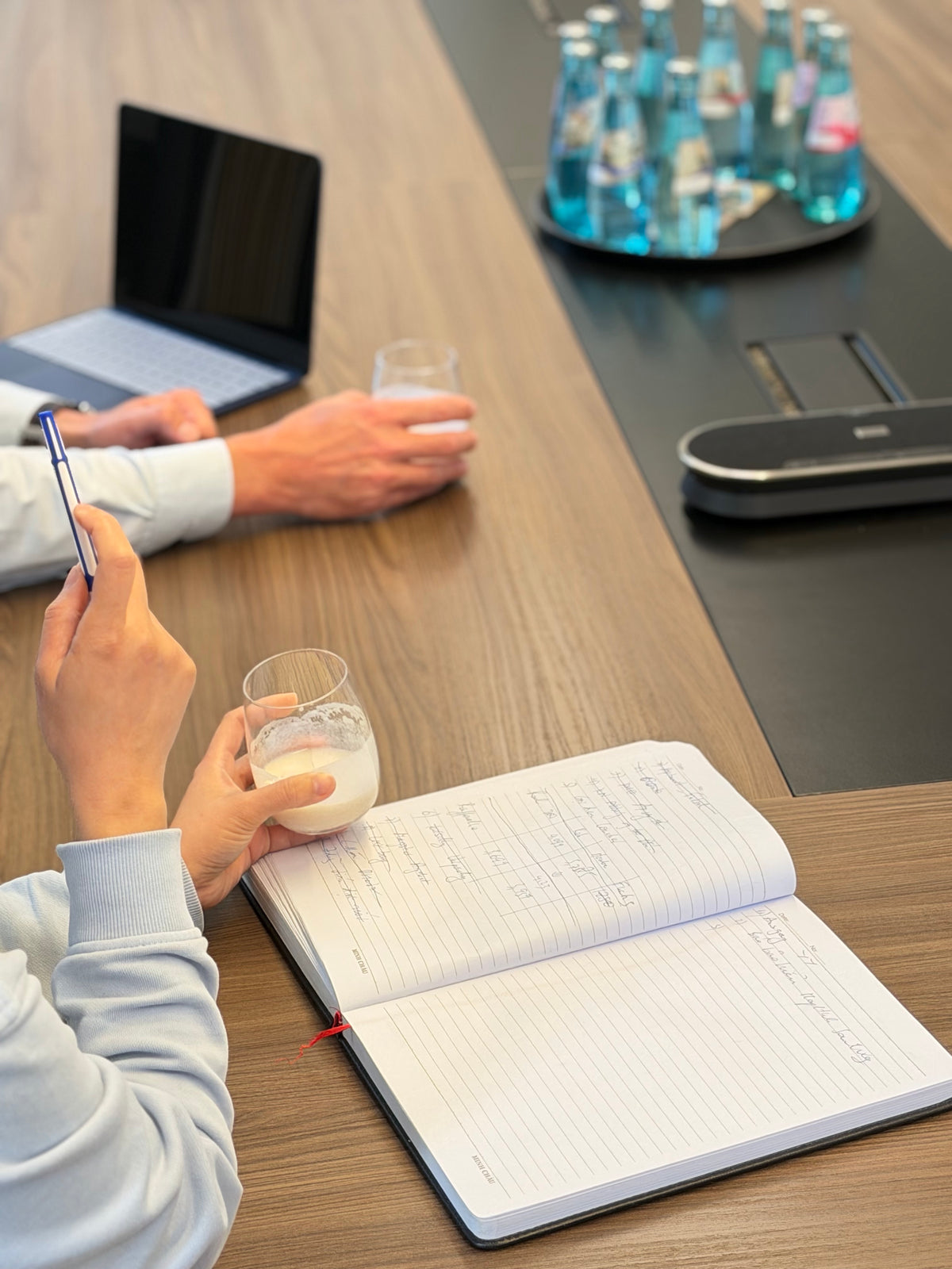 Taking notes while tasting ENUSEN product samples